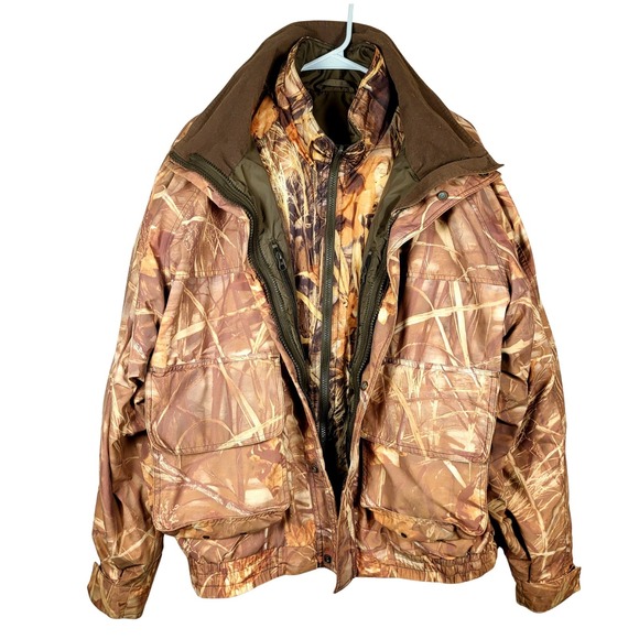 Heavy Cabela's Gore-tex 3‎ in 1 Advantage Wetlands Camo Hunting Jacket Mens L - Picture 4 of 16